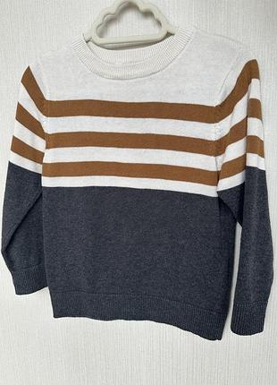 Кофта для хлопчиків h&m в смужку, біло-коричнево-сіра