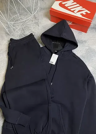 Теплый спортивный костюм на осень в темно-синем цвете h&amp;m куртка брюки кофта зара пуховик черный zara s m l size