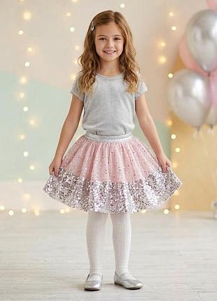 Блестящая розовая праздничная пышная юбка с пайетками matalan на 7-8-9 лет