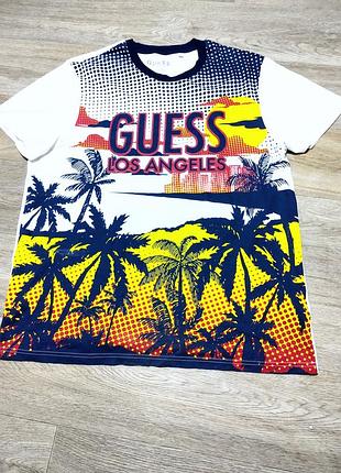 Чоловіча брендова футболка guess з принтом, розмір xl.