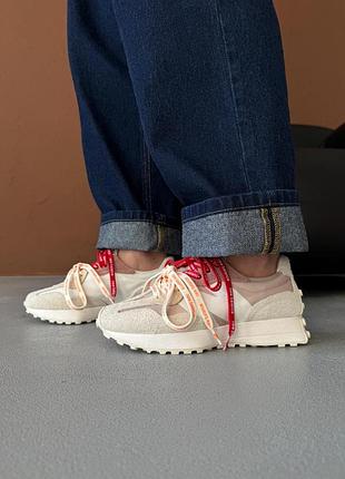 Кроссовки женские new balance 327 beige extreme laces