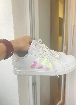 Кросівки жіночі adidas grand court білі з рожевим, розмір 36, довжина устілки 22.5 см