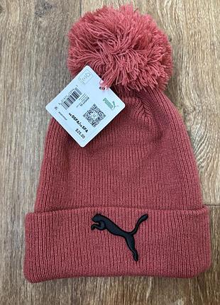 Шапка жіноча (дитяча)puma з помпоном, рожева
