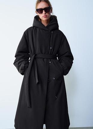 Пальто тренч жіночий чорний zara new
