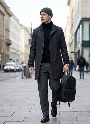 Демісезонне чоловіче пальто темно-сіре zara man