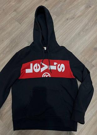Чоловіче худі levi’s чорне з червоним логотипом