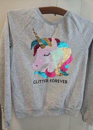 Яскравий світшот h&m з паєтками-перевертнями «glitter forever»
