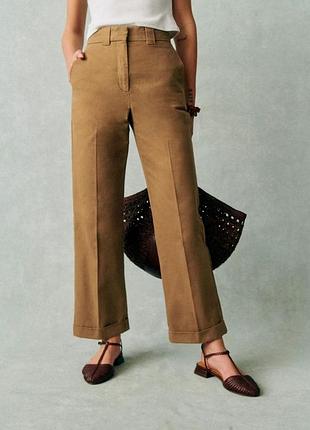 100% хлопковые брюки в ореховом оттенке sézane ancelin trousers (walnut) с биркой | французский бренд