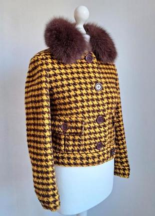 Оригінал. вінтаж. 
куртка-жакет-пальто  max mara , гусяча лапка з люрексом, знімний комір з песця, вовна альпаки , розмір xs-s