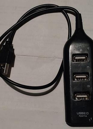 Компактный usb хаб на 4 порта (разветвитель) usb 2.0, черный