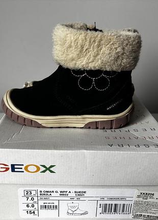 Дитячі зимові чоботи geox, р. 23 (14.4 см), шкіра/замш