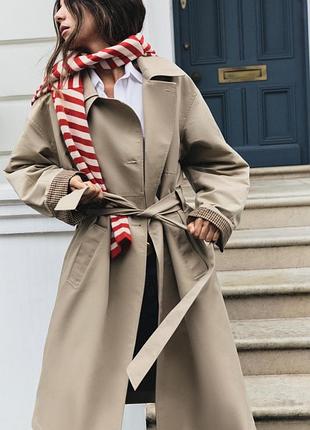 Пальто жіноче бежеве тренч з паском zara new