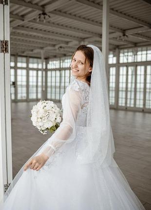Весельное платье белое, пышное + фата + кольцо пышности 5 | 12 000 грн