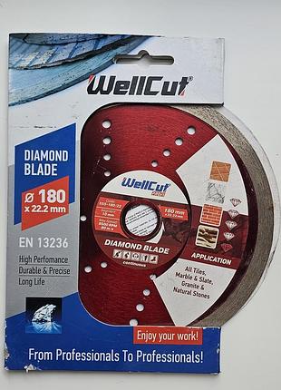 Інструменти для ремонту wellcut диск алмазний відрізний profi 180 мм