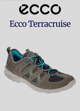Жіночі полегшені кросівки ecco terracruise в сіро-коричневому кольорі (taupe/grey) з яскравими бірюзовими акцентами (turquoise)