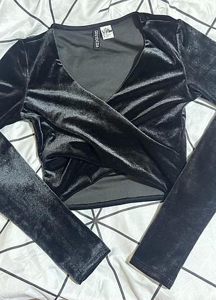 Лонгслів жіночий h&m чорний оксамитовий xs