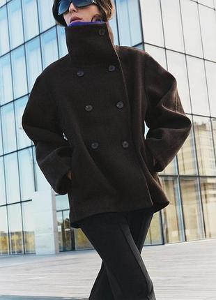 Пальто жіноче коричневе zara new