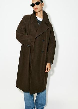 Пальто жіноче коричневе zara new