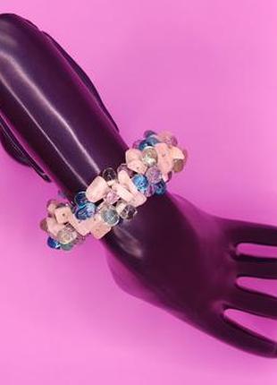 Авторський браслет ручної роботи aura bijoux з натуральним кварцом та склом - 27