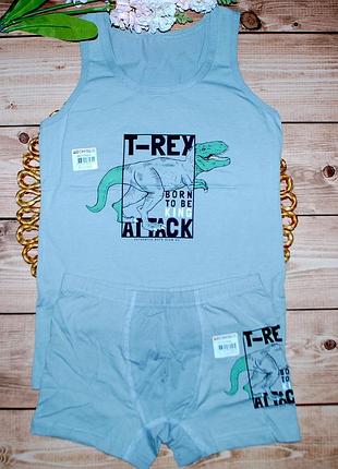 Комплект майка боксерки 8-9 рост 134-140 донела donella трусики шортики динозавр