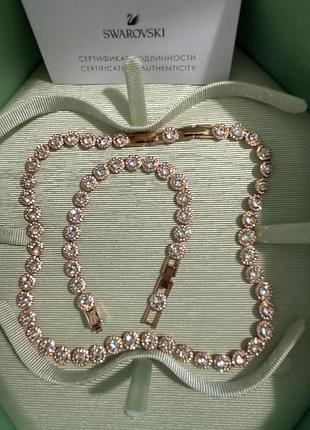 Комплект для жінок swarovski angelic кольє та браслет з кристалами, золотистий