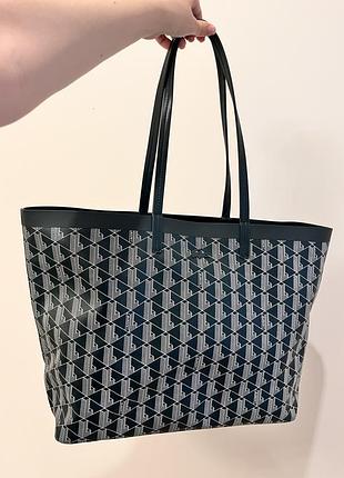 Lacoste zely set - tote bag сумка жіночка тоут зелена принт