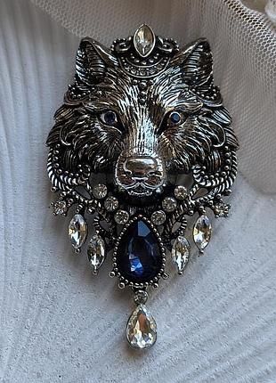 Брошка " вовчиця" 7,9 см, вовк 10