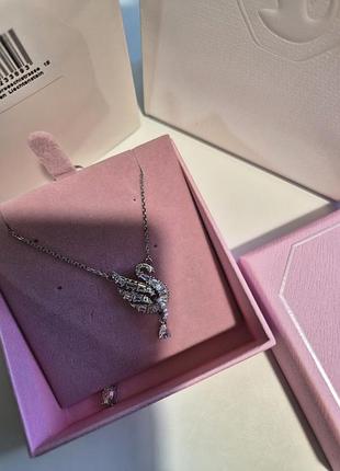 Кольє для жінок swarovski swan, сріблясте з кристалами