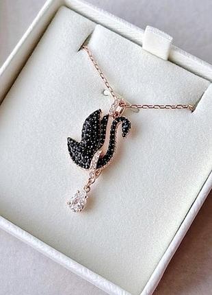 Кольє для жінок swarovski swan з кристалами, чорне, золотисте