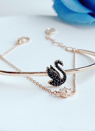 Браслет для женщин swarovski swan, золотистый с черным