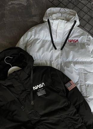 Куртка чоловіча зимова nasa premium quality чорна, біла