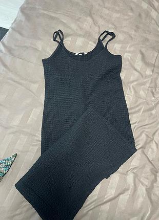 Сукня міді жіноча h&m чорна в рубчик