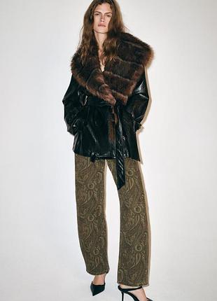 Пальто-тренч жіночий з хутром zara new