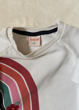 Світшот для дівчинки boboli молочний з різнокольоровими вставками та вишивкою
