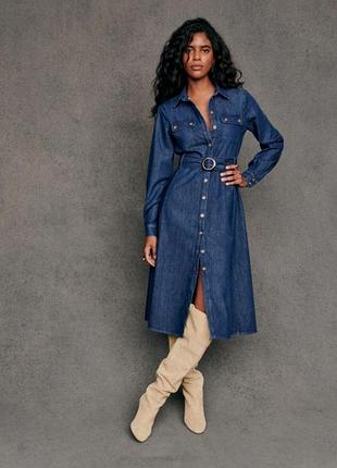 Стильна джинсова сукня sézane tea dress (темно -синій) — нова, розмір 34 (xs/s)