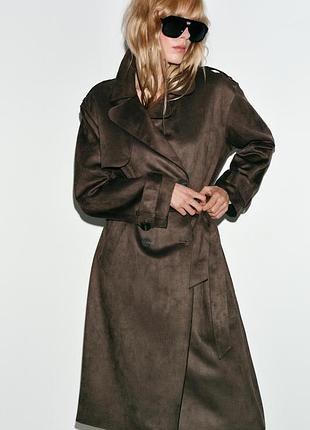 Пальто тренч жіночий замша zara new