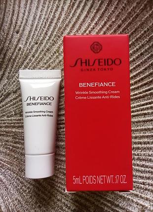 ❤️оригинал 5ml. shiseido benefiance wrinkle smoothing cream дневной и ночной крем против морщин для всех типов кожи миниатюра