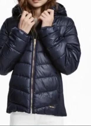 Куртка жіноча h&m утеплена з капюшоном, синя