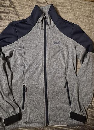 Кофта чоловіча jack wolfskin сіра з синіми вставками