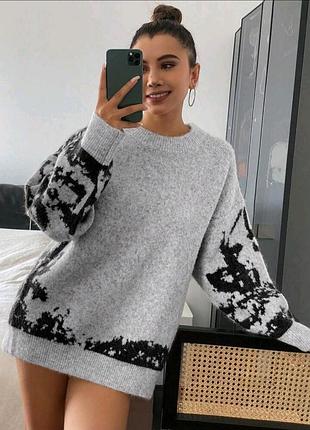 Свитер шерстяной shein серый m l