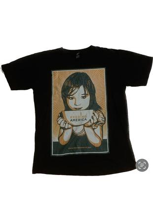 Футболка чоловіча obey awareness shepard fairey art feeding america чорна