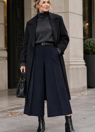 Шикарні темно-сині штани кюлоти maxmara studio (оригінал, l/xl)