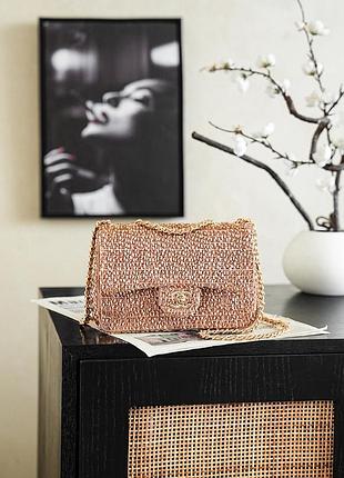 Сумка для жінок chanel 26s рожева плетена