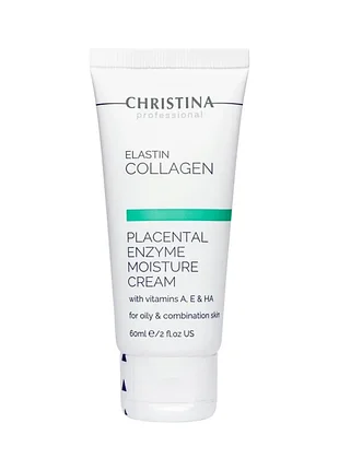 Увлажняющий крем для жирной кожи elastin collagen placental enzyme moisture cream with vit.a, e & ha, 60 мл