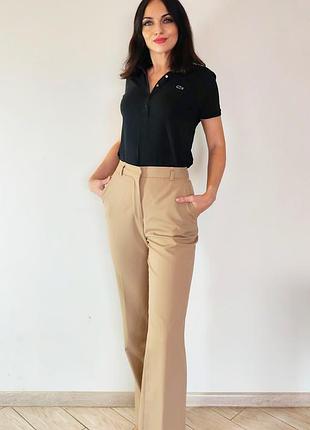 Брюки женские zara бежевые классические прямого кроя, xs