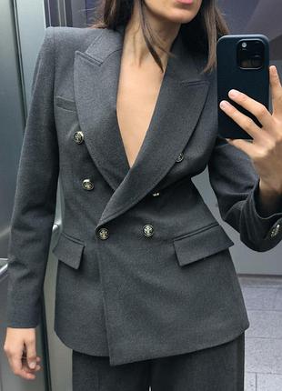 Женский пиджак zara блейзер серый l
