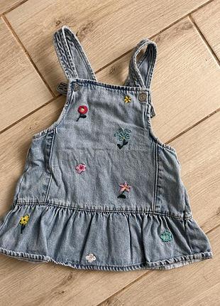 Сарафан для дівчинки zara джинсовий з вишивкою