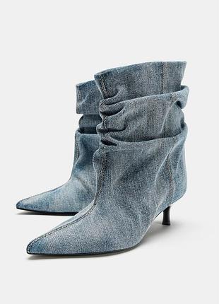 Жіночі ботильйони zara джинсові призбирані, черевики, черевики зара