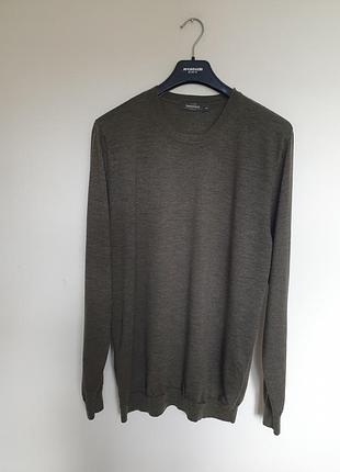 Светр чоловічий 3xl, 100% мериносова шерсть, оливковий