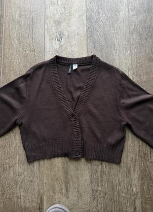 Укорочений кардиган h&m коричневий